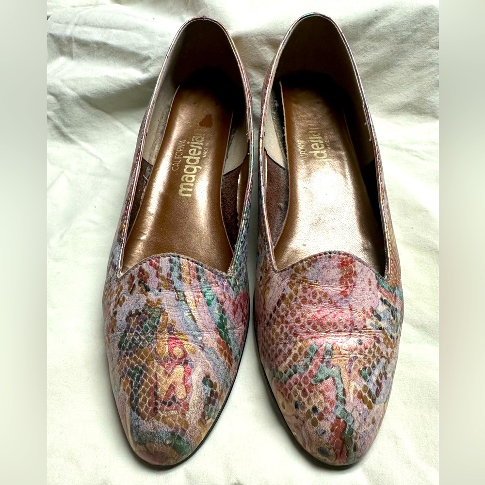 Cute vintage metallic small heels shoes 7.5
